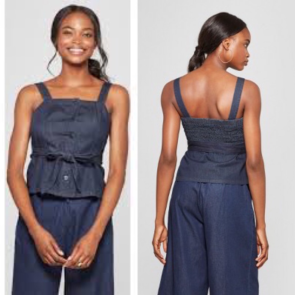 Denim tie waist tank top by Mossimo
